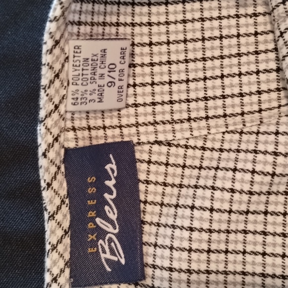 Express Bleus Skirt Plaid Color:White, Blue & Grey Size:9/10 poly/Cotton/spandex - Picture 2 of 11